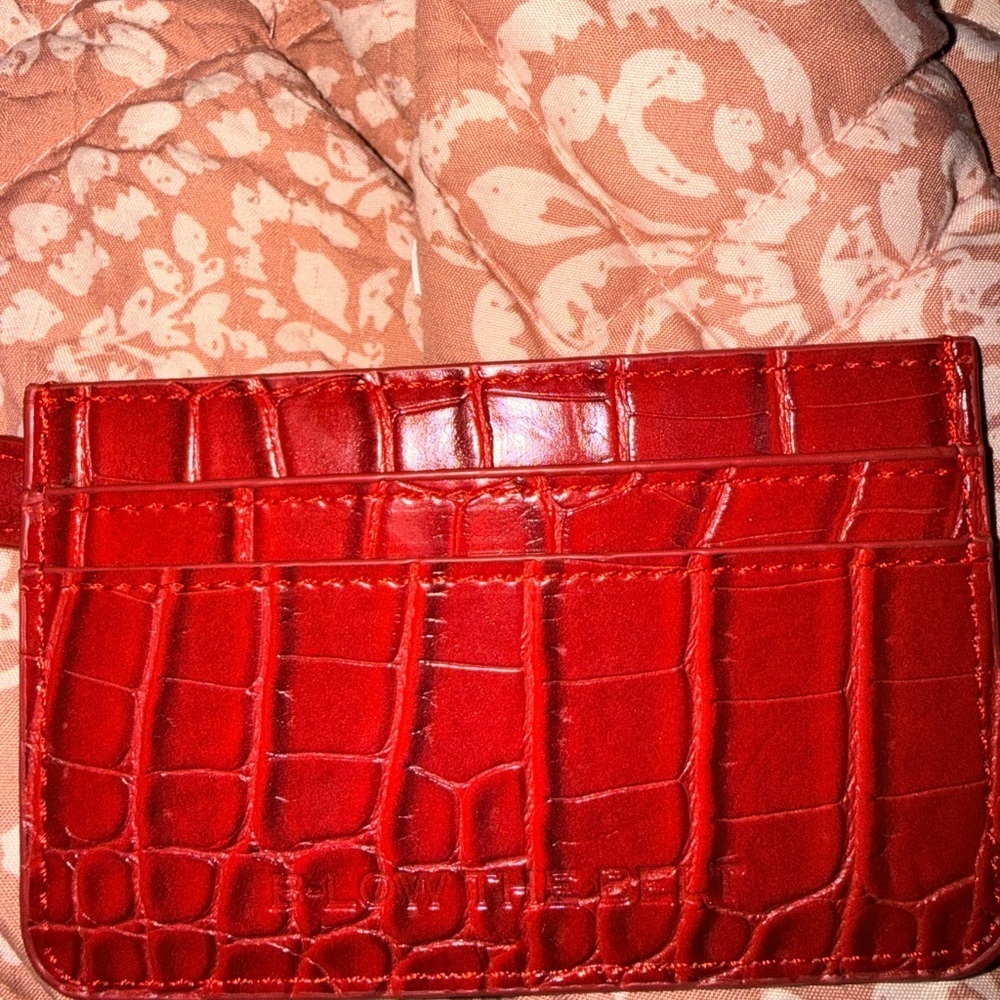 B-Low the Belt Red Croc-Embossed Card Holder